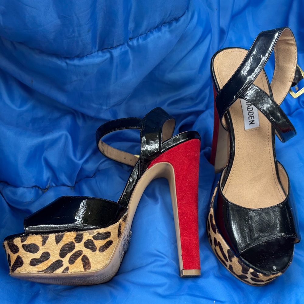 Steve Madden Black and Red Platform Heels
